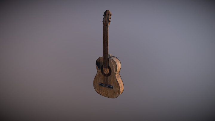 Destroyed Guitar 3D Model