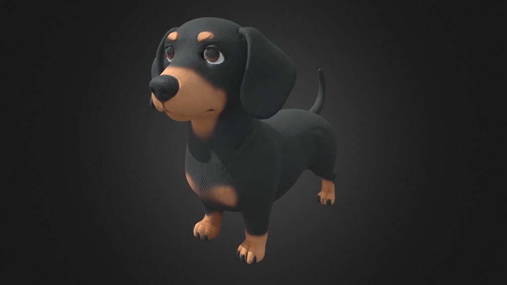 Black Sausage Dog Cute Stylized Pet Animal