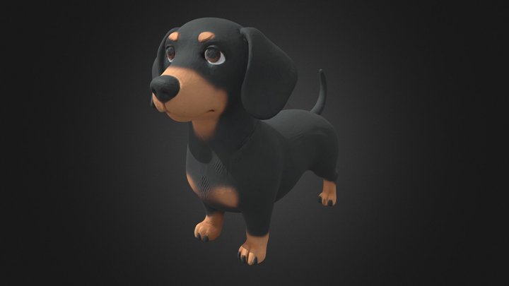 Black Sausage Dog Cute Stylized Pet Animal
