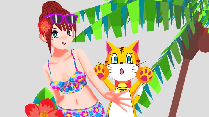 Emily and Orange enjoy the beach😋 3D Model