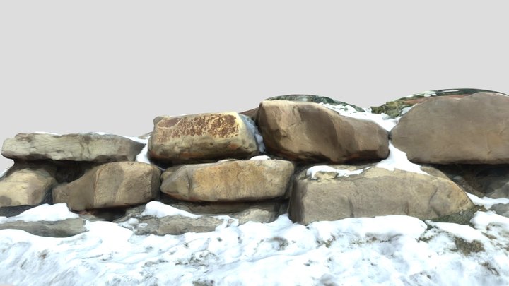 3D Scanned Snowy Rock Formation 3D Model
