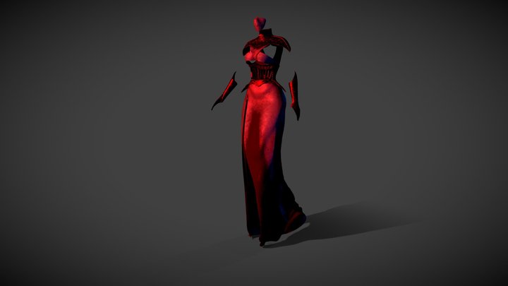 Red Velvet Dress - For Fashion Week 3D Model