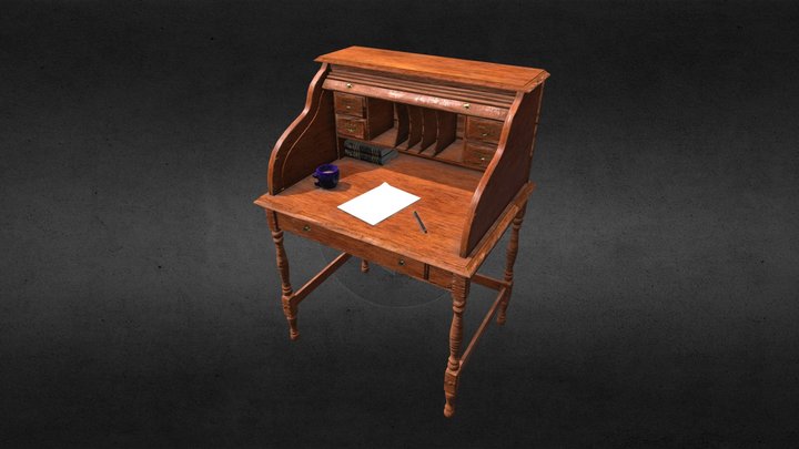 Damaged Rolltop desk 3D Model