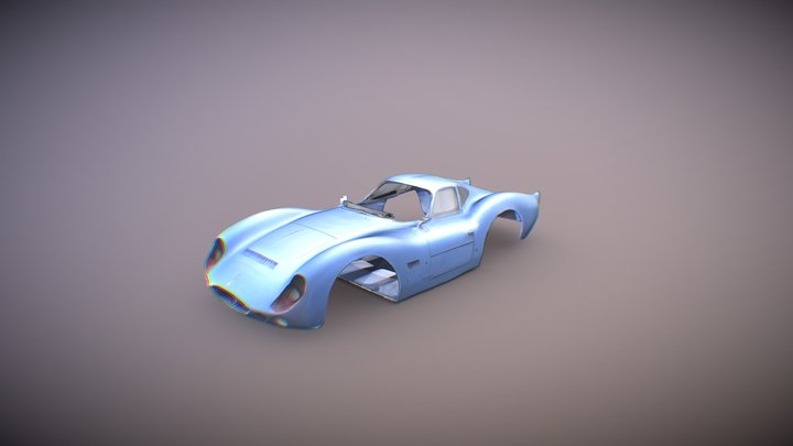 A Bare empty coupe bodyshell of a 1960s 3D Model