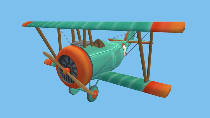 Flying Circus - Stylized Nieuport 27 Plane 3D Model