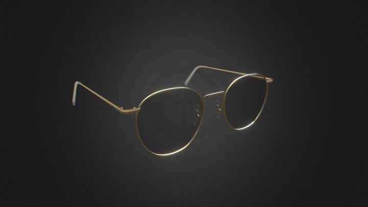 Neil Satin Gold Sunglass 3D Model