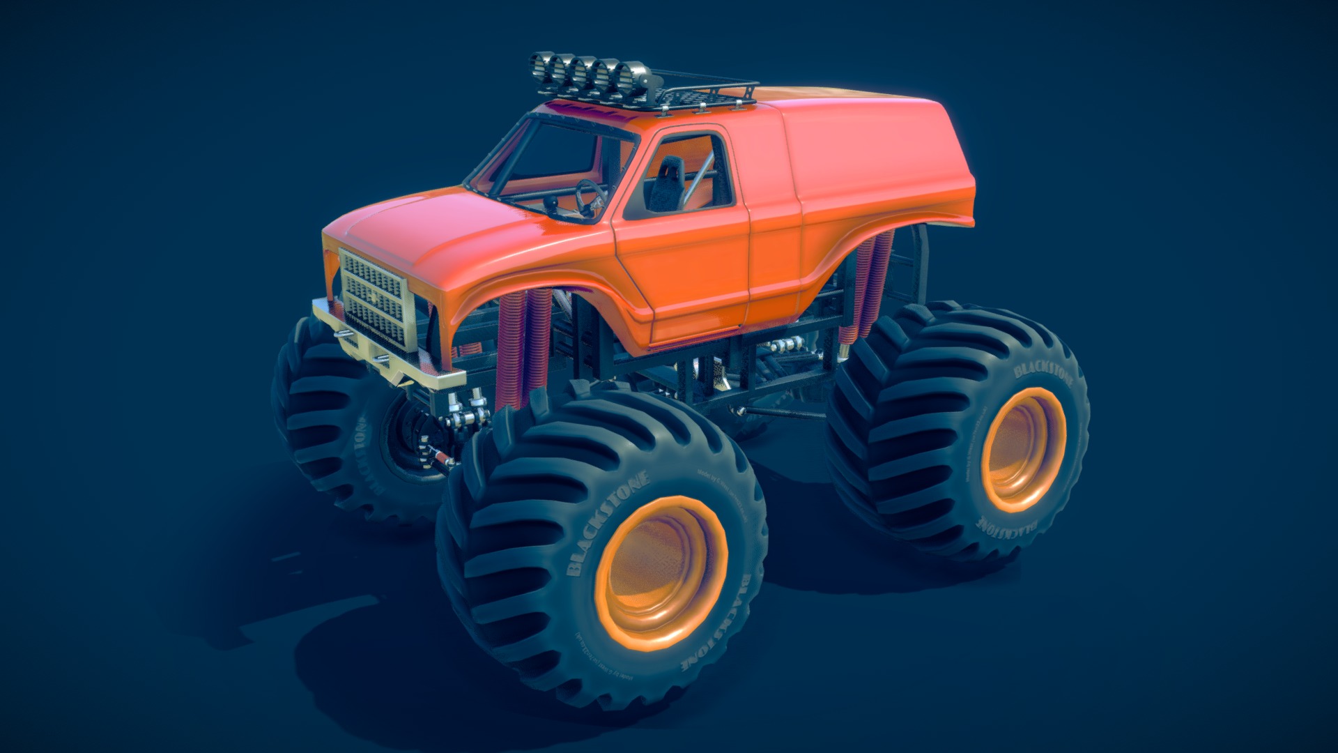 3D model Monster Truck - This is a 3D model of the Monster Truck. The 3D model is about a toy truck with large wheels.