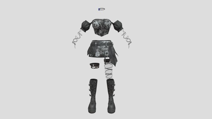 rebellious girl for game 3D Model