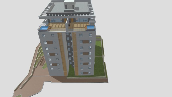 one building with garden 3D Model