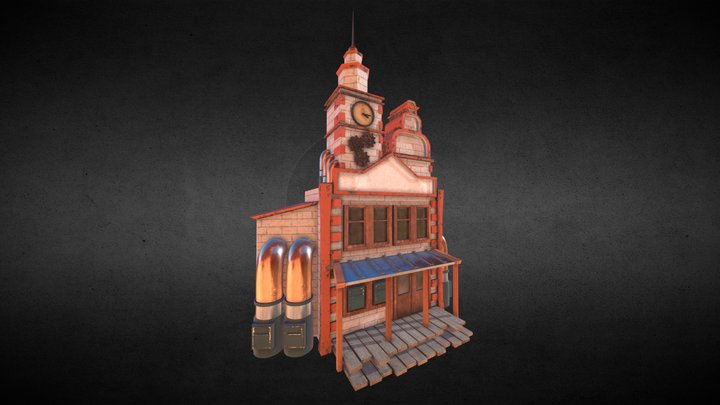 Steampunk Post Office (Animated) 3D Model