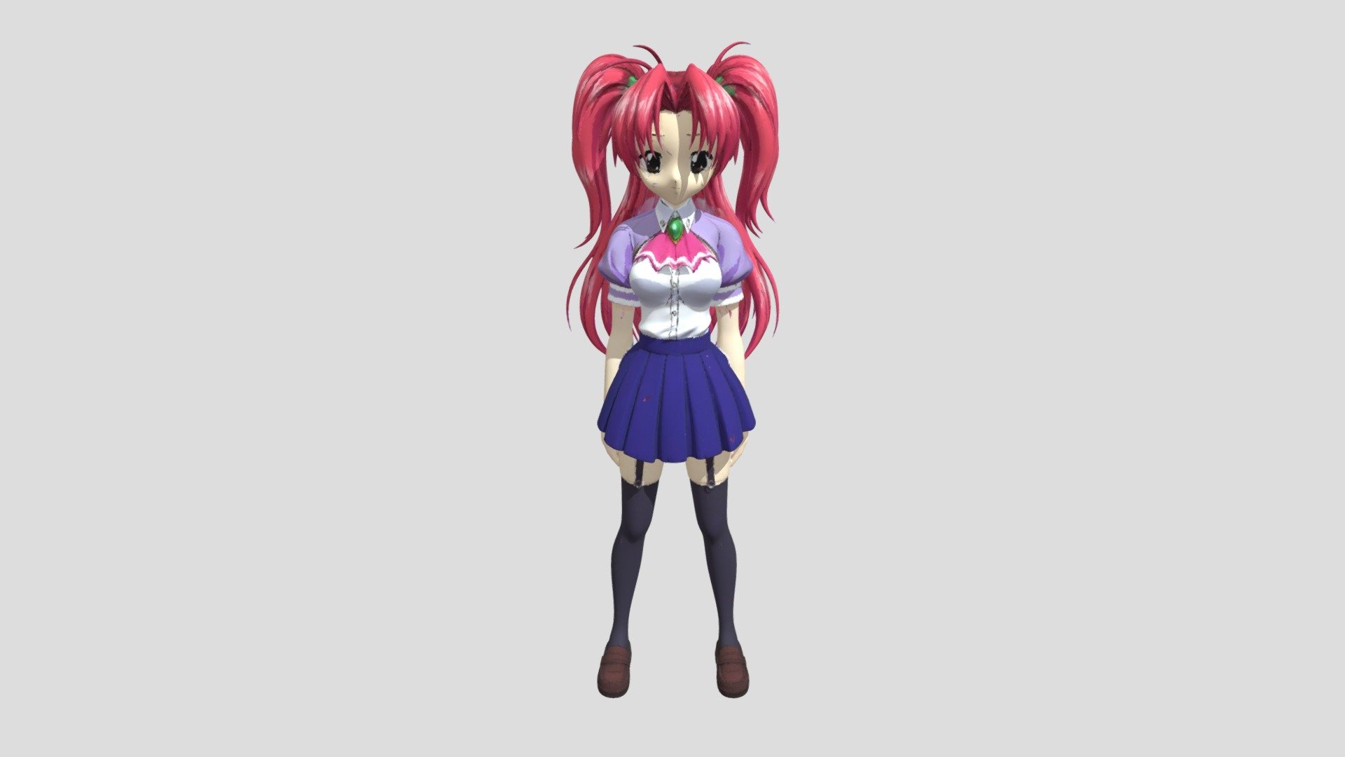 Pink-Haired Schoolgirl in a Blue Skirt - 3D model by Jaydawklyfarmer2 ...