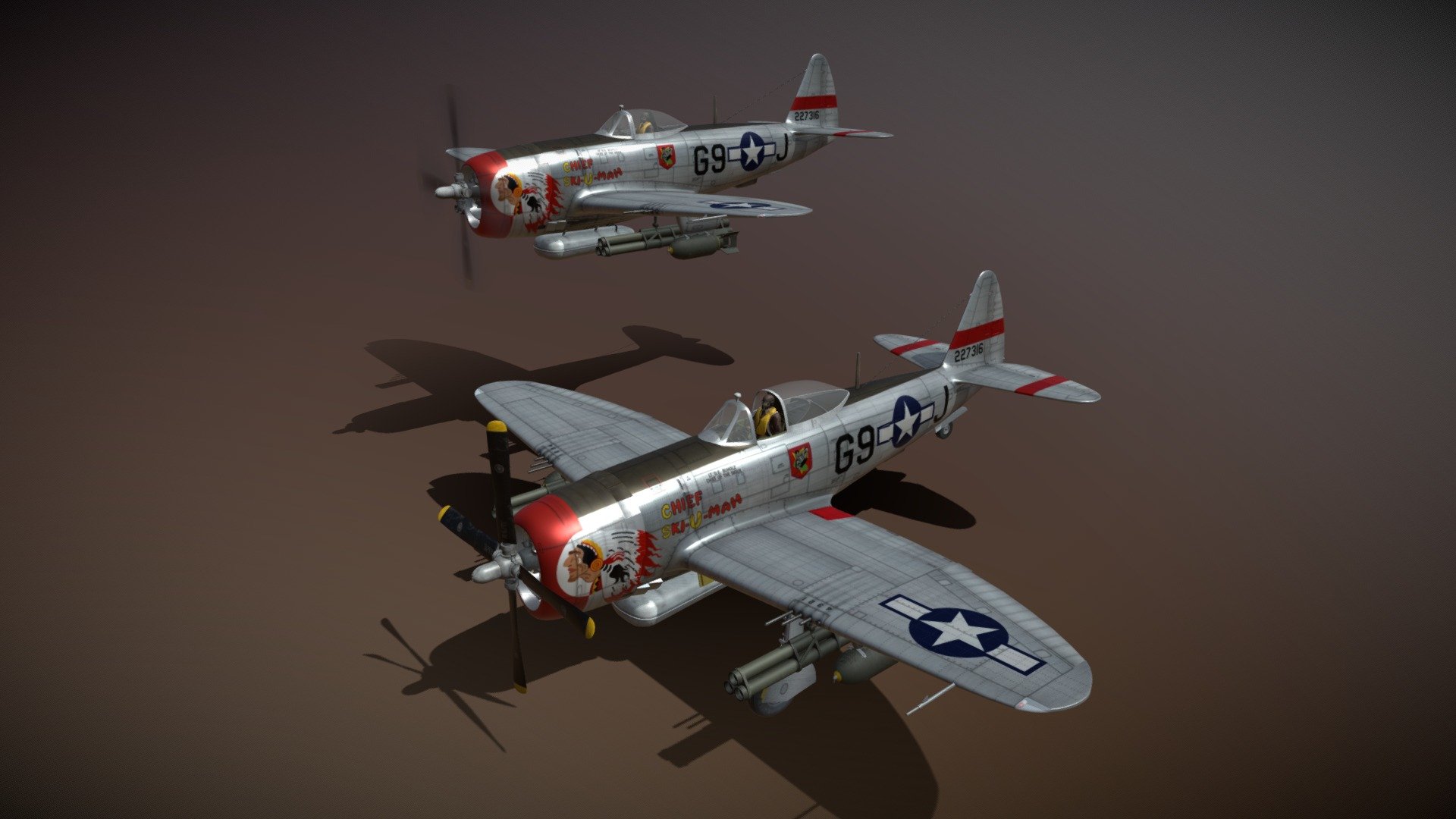 Republic P-47D Thunderbolt - Ski-U-Mah - Buy Royalty Free 3D Model By ...