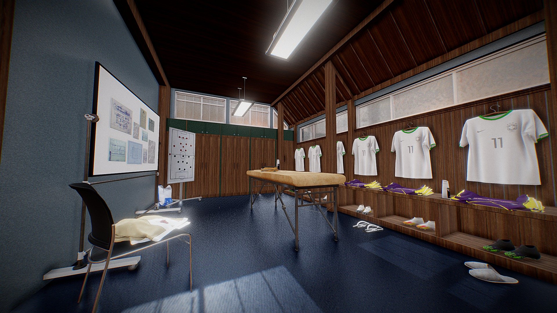 Football Locker Room Buy Royalty Free 3D model by okotaru