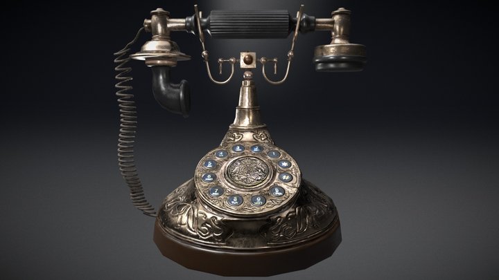 Antique Phone Re-textured 3D Model
