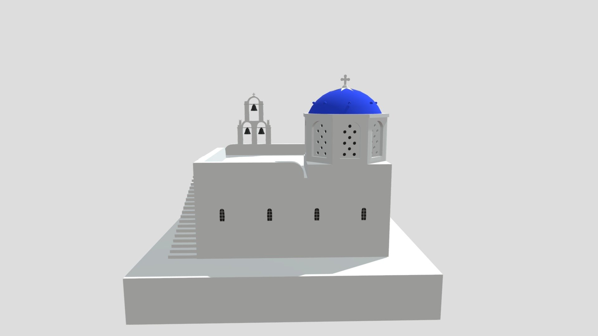 Blue Dome Church In Greece Santorini - Buy Royalty Free 3D model