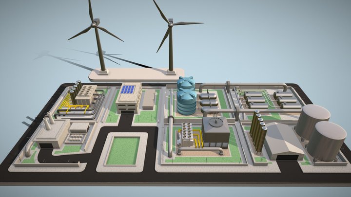 Planta de produção de combustíveis sintéticos. 3D Model