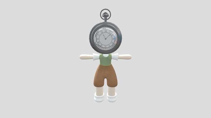 Pocketwatch Head Character 3D Model