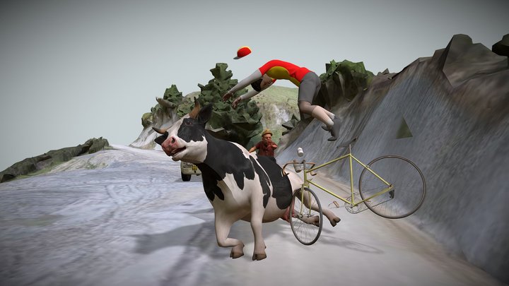La course avec la vache 3D Model