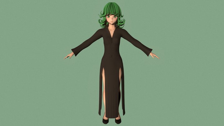 T pose rigged model of Tatsumaki 3D Model