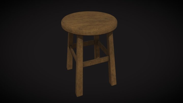 Wooden Stool 3D Model