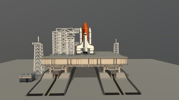 Space shuttle launching platform scene