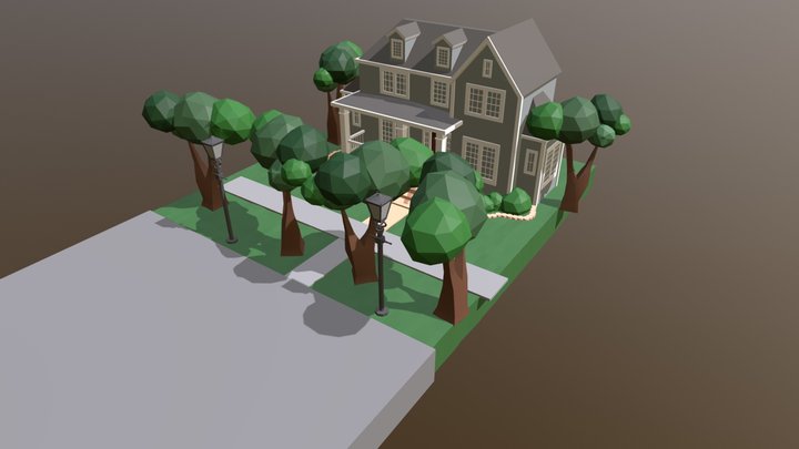 American Suburban House 3D Model