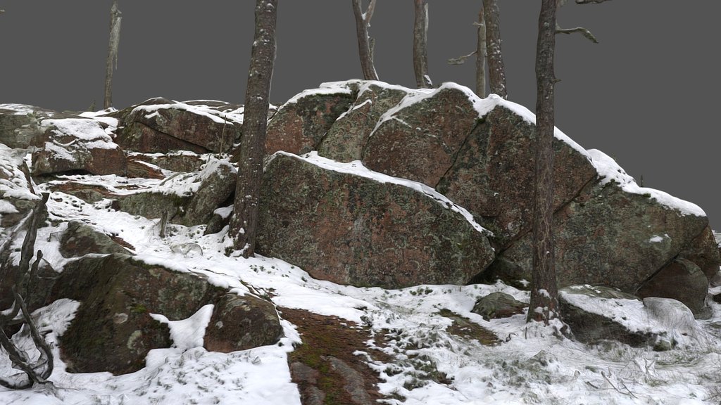 Rock terrain with light snow