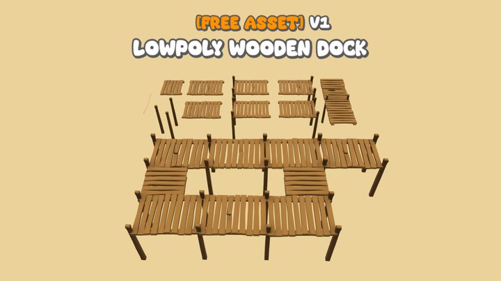 [FREE] Wooden Docks V1 [Asset pack] 3D Model