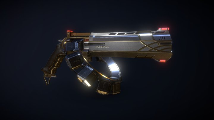 Steampunk Revolver 3D Model
