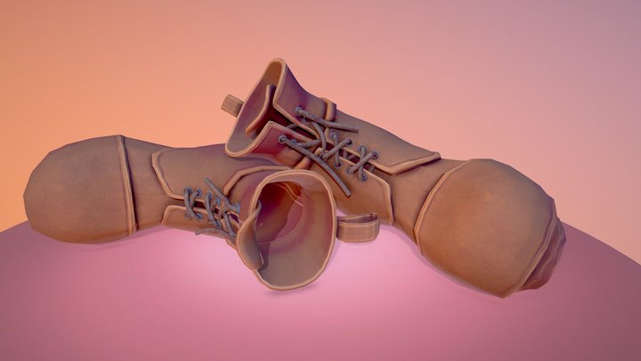 Stylized leather boots 3D Model