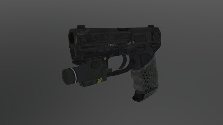 H&K USP Compact, 9mm PB sidearm w/ TLR-4 3D Model