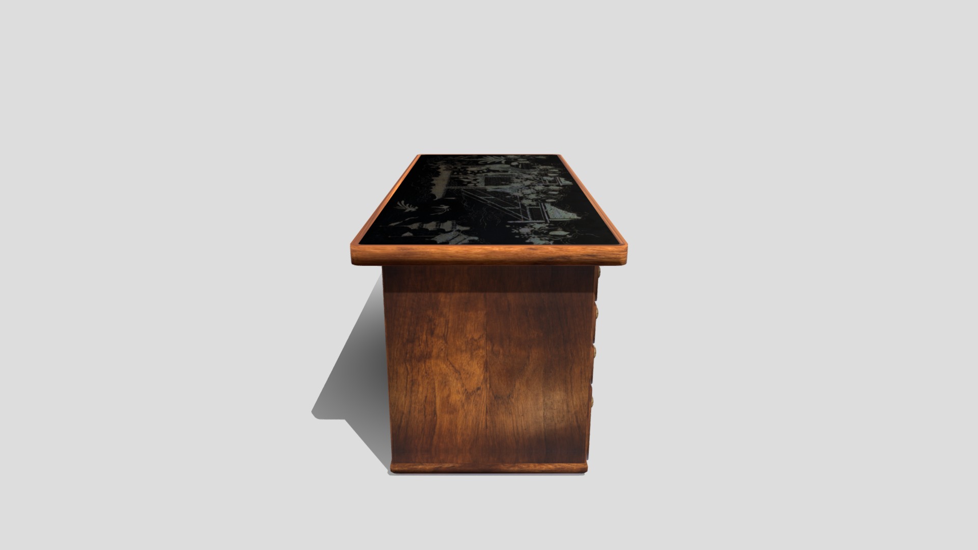 3D model Victorian Office Desk - This is a 3D model of the Victorian Office Desk. The 3D model is about a wood box with a computer chip on top.