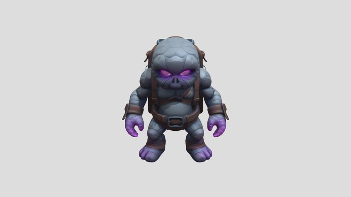 Stone-like humanoid with glowing eyes 3D Model