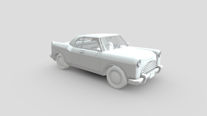 Retro 60s Low Poly Car 3D Model