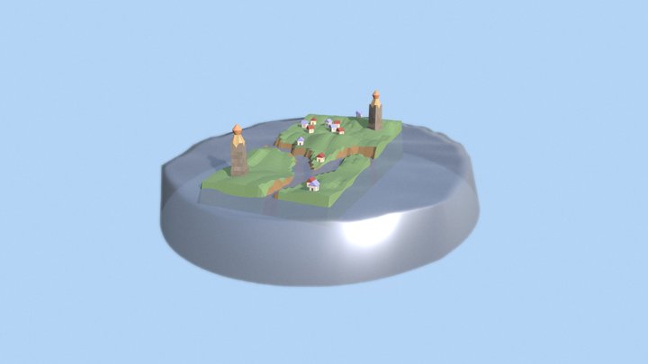 Low Poly Townscape 3D Model