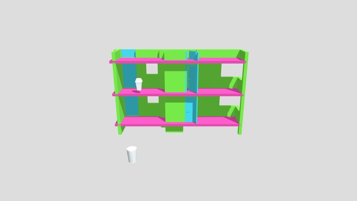 Cuadro Blender Y Basurero 3D Model