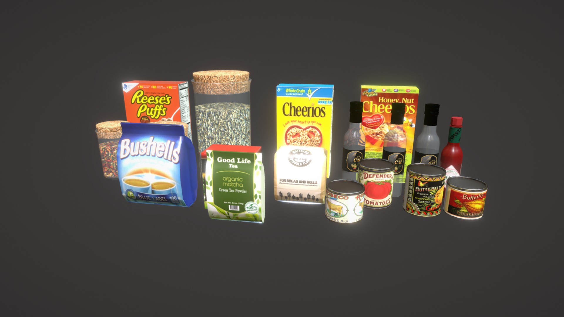 3D model Food - This is a 3D model of the Food. The 3D model is about a group of food items.
