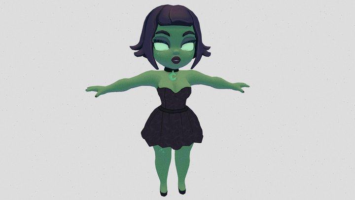 Stylized Witch Girl 3D Model