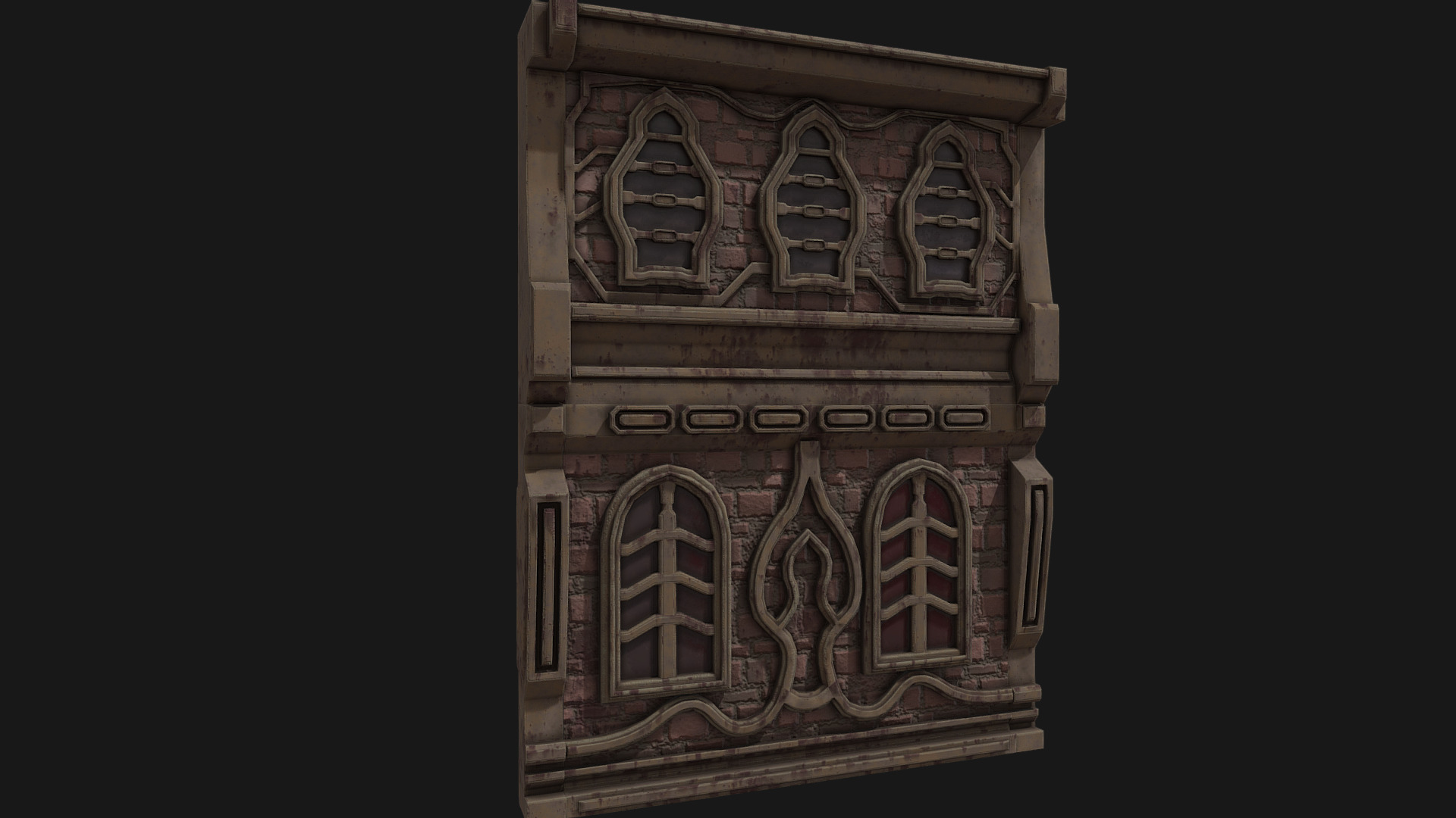 3D model Low poly fantasy medieval building facade - This is a 3D model of the Low poly fantasy medieval building facade. The 3D model is about a building with a tower.