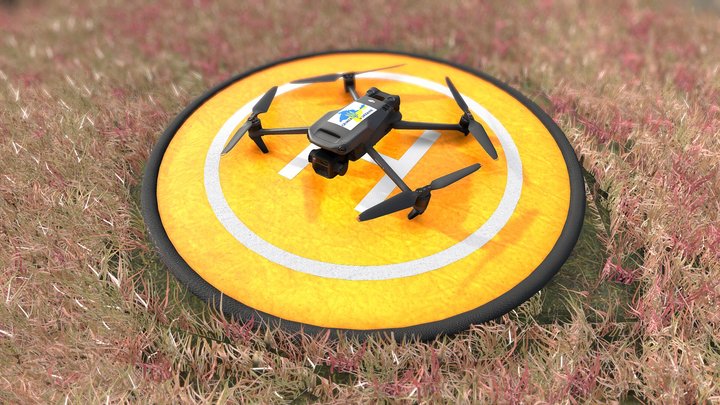 DJI Mavic 3 on a drone landing pad 3D Model