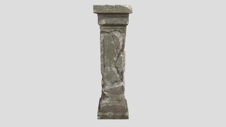 Semi-Real Damaged Concrete Pillar 3D Model