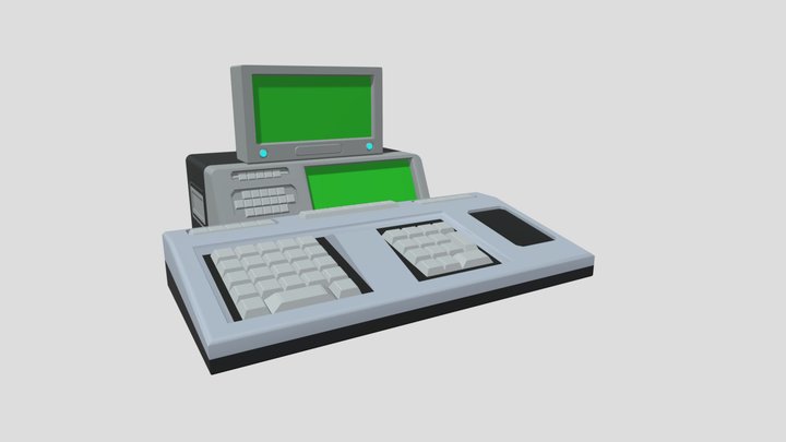 Computer Sci-Fi Retro Low-Poly 3D Model
