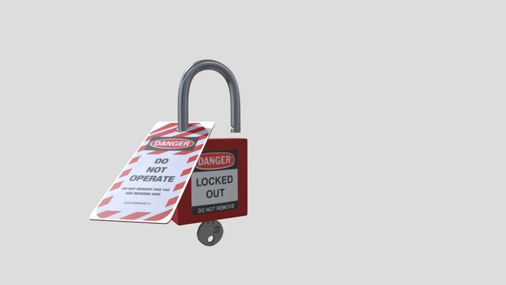 Lockout Tagout Locks with Key and Tag 3D Model