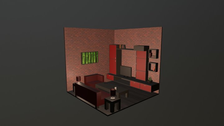 Isometric Living Room 3D Model