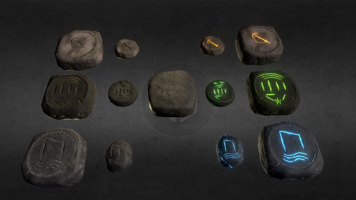 Magic runestones 3D Model