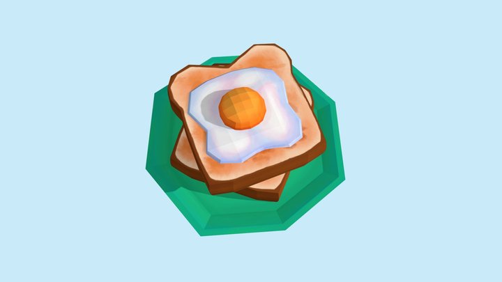 Bread with Egg 3D Model