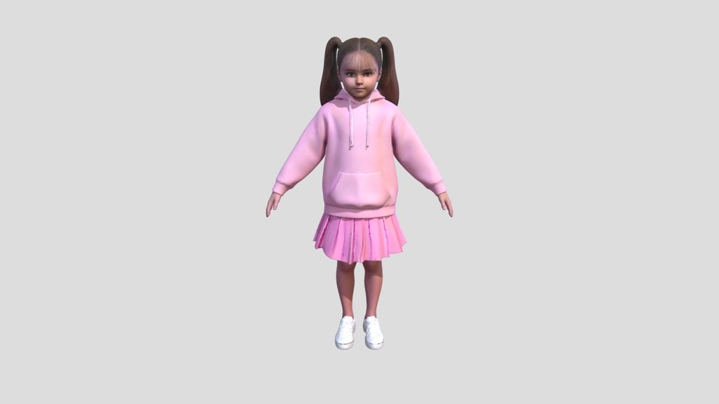 Final Pink Hoodie Girl with Pigtails