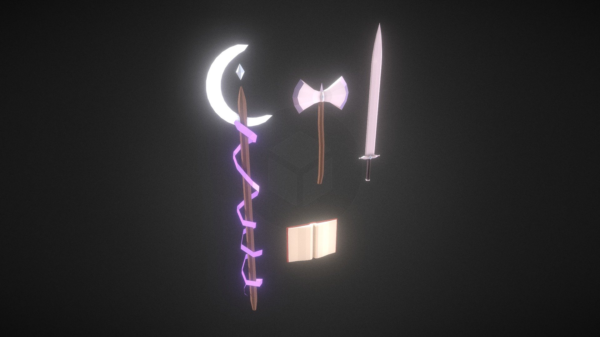 Fantasy Weapons (Sword, Magical Staff, Axe)