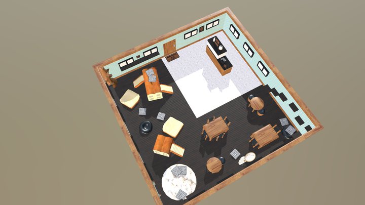 Cat Cafe Interior 3D Model