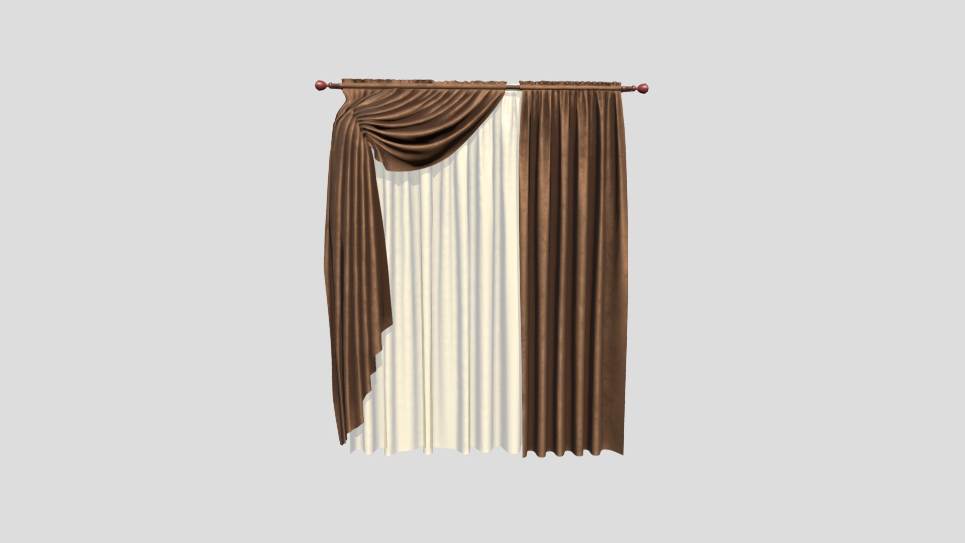 3D model №606 Curtain 3D low poly model for VR-projects - This is a 3D model of the №606 Curtain 3D low poly model for VR-projects. The 3D model is about a brown and white striped cloth.